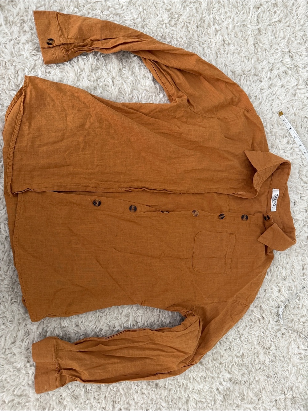 Zara Women's Button-Down Shirt in Burnt Orange